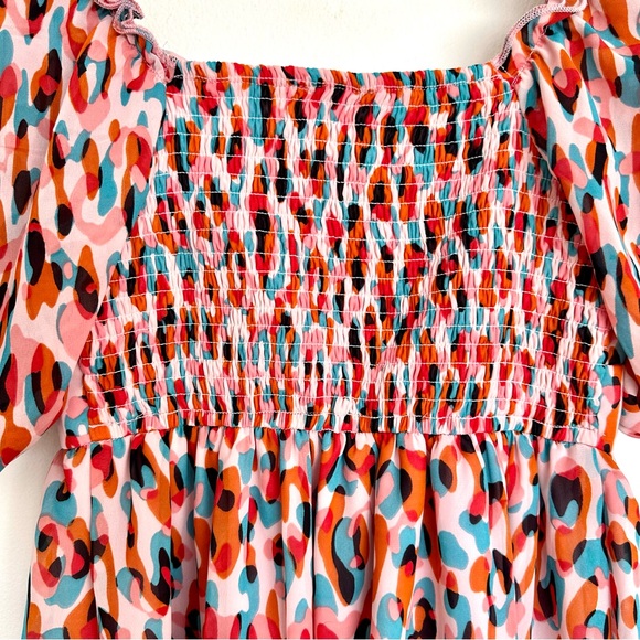 Jessica Simpson Red and Pink Smocked Mini Dress Size Small - Picture 9 of 9